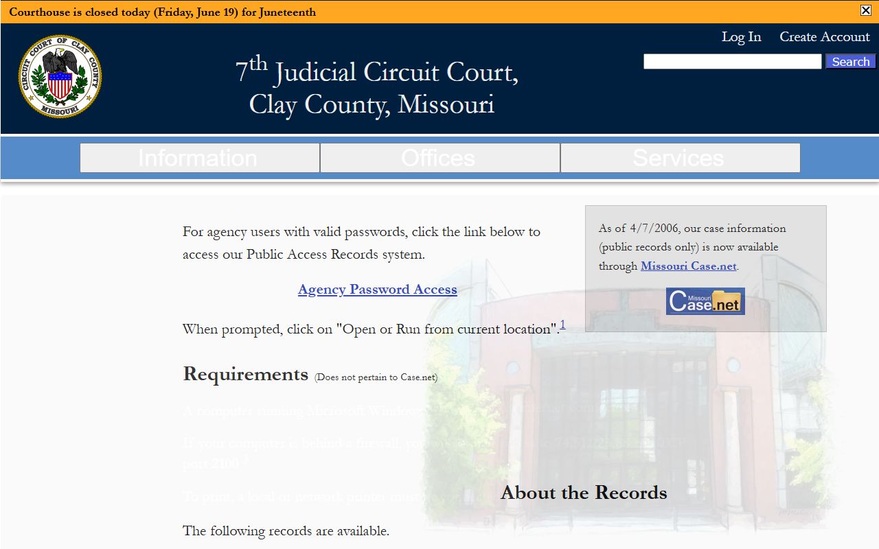 Clay County court records public access and Case.net lookup