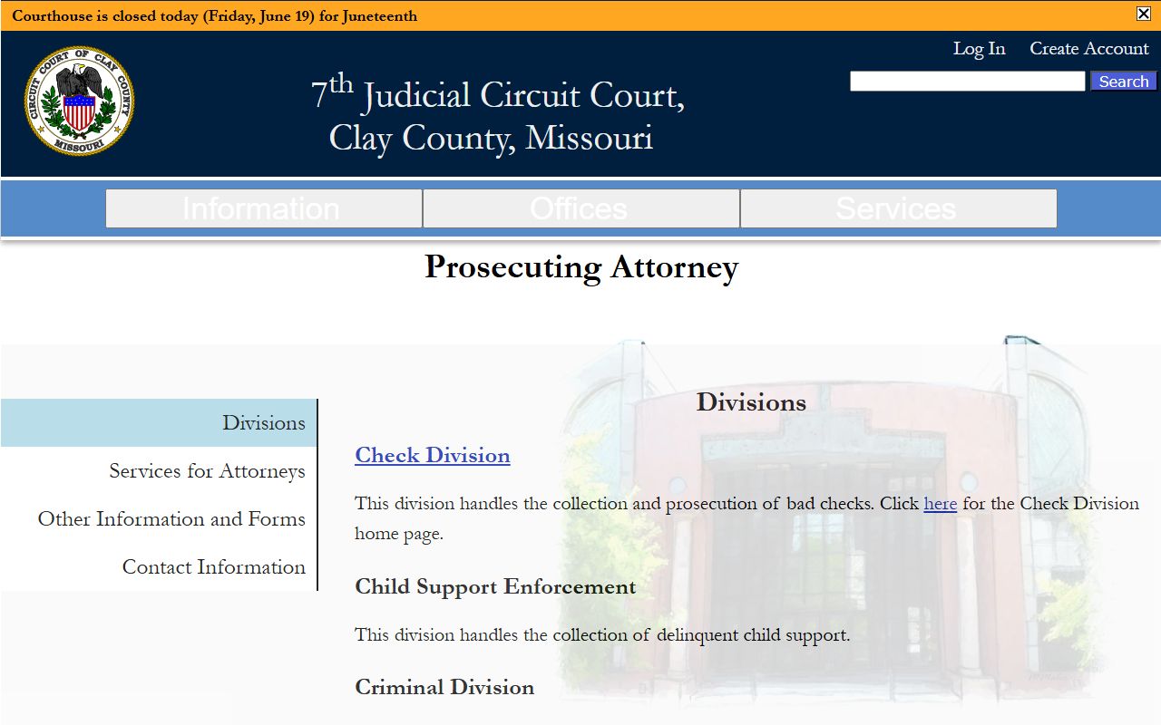 Clay County prosecutor page for court records after arrest charges